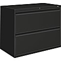 HON® 800 36"W x 19-1/4"D Lateral 2-Drawer File Cabinet With Lock, Black 1 thumbnail image