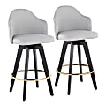 LumiSource Ahoy Fabric Counter Stools, Black/Light Gray, Set Of 2 Stools 1 thumbnail image