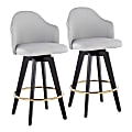 LumiSource Ahoy Fabric Counter Stools, Black/Light Gray, Set Of 2 Stools