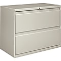 HON® 800 36"W x 19-1/4"D Lateral 2-Drawer File Cabinet With Lock, Light Gray 1 thumbnail image