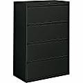HON® 800 36"W x 19-1/4"D Lateral 4-Drawer File Cabinet With Lock, Black 1 thumbnail image