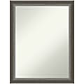 Amanti Art Non-Beveled Rectangle Framed Bathroom Wall Mirror, 27” x 21”, Domus Dark Silver