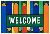 Carpets for Kids® KID$Value Rugs™ Colorful Pencils Welcome Activity Rug, 4' x 6' , Multicolor