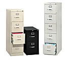 HON 210 Series Full-Featured Vertical File, 5 Drawers, Letter Size, 30% Recycled, 60"H x 15"W x 28 1/2"D, Light Gray