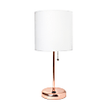 Creekwood Home Oslo USB Port Metal Table Lamp, 19-1/2"H, White Shade/Rose Gold Base 1 thumbnail image