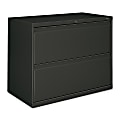 HON® 800 36"W x 19-1/4"D Lateral 2-Drawer File Cabinet With Lock, Charcoal