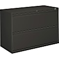 HON® 800 42"W x 19-1/4"D Lateral 2-Drawer File Cabinet With Lock, Charcoal