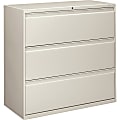 HON® 800 42"W x 19-1/4"D Lateral 3-Drawer File Cabinet With Lock, Light Gray