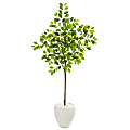 Nearly Natural Lemon 68”H Artificial Tree With Planter, 68”H x 27”W x 15”D, Green/White