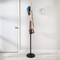 Honey Can Do Modern Freestanding Coat Tree Stand With Round Base, 69”H x 11”W x 11”D, Black/Natural 1 thumbnail image