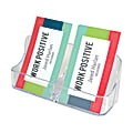 Deflecto® 2-Compartment Vertical Business Card Holder, 5" x 2 1/5" x 1 1/2", Clear