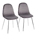 LumiSource Pebble Velvet Chairs, Gray/Chrome, Set Of 2 Chairs