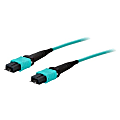 AddOn 50m MPO (Male) to MPO (Male) 12-strand Aqua OM4 Crossover Fiber OFNR (Riser-Rated) Patch Cable