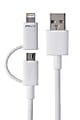 PNY 2-In-1 Micro USB/Lightning Charge And Sync Cable, White 1 thumbnail image