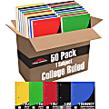 Trailmaker Notebooks, 8" x 10-1/2", 1 Subject, College Ruled, 70 Sheets, Assorted Colors, Pack Of 50 Notebooks