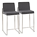LumiSource Fuji Contemporary Counter Stools, Silver/Charcoal, Set Of 2 Stools 1 thumbnail image