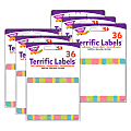 TREND Terrific Labels, T-68130-6, 3" x 2-1/2", Cheerful Stripes, 36 Labels Per Pack, Bundle Of 6 Packs