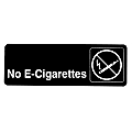 Alpine No E-Cigarettes Signs, 3" x 9", Black, Pack Of 15 Signs