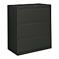 HON® 800 36"W Lateral 3-Drawer File Cabinet With Lock, Metal, Charcoal