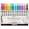 Zebra® Pen MILDLINER™ Double-Ended Creative Markers, Pack Of 15, Chisel/Fine Point, Assorted Ink Colors
