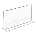 Azar Displays Double-Foot Acrylic Sign Holders, 8 1/2" x 14", Clear, Pack Of 10
