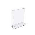 Azar Displays Double-Foot Acrylic Sign Holders, 7" x 5", Clear, Pack Of 10