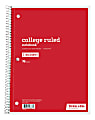Just Basics® Spiral Notebook, 8" x 10 1/2", College Ruled, 70 Sheets, Red