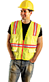 Non-ANSI Contractor Style Solid Vests, Large, Hi-Viz Yellow; Orange Trim