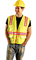 R3 Safety Non ANSI Contractor Style Solid Vests, Large, Hi Viz Yellow; Orange Trim 1 thumbnail image