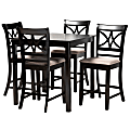 Baxton Studio Chandler 5-Piece Pub Set, 36"H x 35-7/16"W x 35-7/16"D, Sand/Espresso 1 thumbnail image
