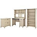 Bush Furniture Salinas Mission 48"W Computer Desk With Hutch, Lateral File Cabinet And 5 Shelf Bookcase, Antique White, Standard Delivery 1 thumbnail image