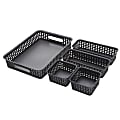 Realspace® Plastic Weave Bin Set, Assorted Sizes, Black, Pack Of 5 1 thumbnail image