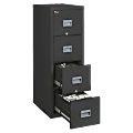 FireKing® Patriot 17-3/4"D Vertical 4-Drawer Fireproof File Cabinet, Metal, Black, White Glove Delivery 1 thumbnail image