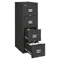 FireKing® Patriot 17-3/4"D Vertical 4-Drawer Fireproof File Cabinet, Metal, Black, White Glove Delivery