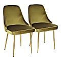 LumiSource Marcel Dining Chairs, Gold/Green, Set Of 2 Chairs