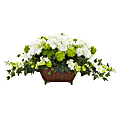 Nearly Natural Hydrangea And Ivy 15-1/2”H Artificial Floral Arrangement With Metal Planter, 15-1/2”H x 35”W x 17”D, White 1 thumbnail image