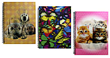 Inkology Spiral Notebooks, 8" x 10-1/2", College Ruled, 140 Pages (70 Sheets), Assorted Designs, Pack Of 12 Notebooks