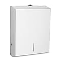 Genuine Joe C-Fold/Multi-fold Towel Dispenser Cabinet - C Fold, Multifold Dispenser - 13.5" Height x 11" Width x 4.3" Depth - Stainless Steel - White