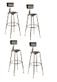 National Public Seating Adjustable Vinyl-Padded Stools With Backs, 38 - 47 1/2"H, Gray, Set Of 4 1 thumbnail image