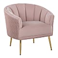 LumiSource Tania Accent Chair, Pleated Waves, Blush Pink/Gold