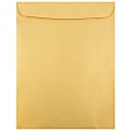 JAM Paper® Open-End 10" x 13" Envelopes, Gummed Closure, Gold Metallic, Pack Of 100 Envelopes