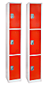 Alpine Large 3-Tier Steel Lockers, 72”H x 12”W x 12”D, Red, Pack Of 2 Lockers 1 thumbnail image