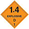 Tape Logic® Preprinted Shipping Labels, DL5035, Explosive — 1.4D — 1, Square, 4" x 4", Orange/Black, Roll Of 500