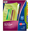 Avery® Preprinted Tab Plastic Dividers, 8 1/2" x 11", Jan-Dec Tabs, Multicolor, Set Of 12