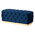 Baxton Studio Corrine Ottoman, Navy Blue/Gold