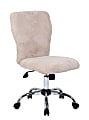 Boss Office Products Tiffany Fur Make-up to Modern Ergonomic Fabric Mid-Back Office Task Chair, Cream