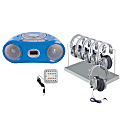 Hamilton Electronics Cassette/CD 6-Person Listening Center With AM/FM Radio And Headphone Rack,13.39"H x 10.24"W x 5.31"D, Blue, HECZHHCD3856SV 1 thumbnail image