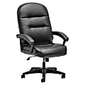 HON® Pillow-Soft® Ergonomic Bonded Leather Executive Chair With Fixed Loop Arms, Black, HON2095HPWST11T