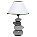 Creekwood Home Priva Ceramic Stacking Stones Table Lamp, 14-3/4"H, White Shades/Gray Base