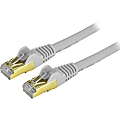 StarTech.com 6in Gray Cat6a Shielded Patch Cable - First End: 1 x RJ-45 Male Network - Second End: 1 x RJ-45 Male Network - 1.25 GB/s - Patch Cable - Shielding - Gold Plated Connector - Gray